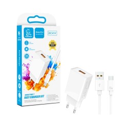 Carregador Rápido Denmen DC41T com Cabo Micro 3A Branco